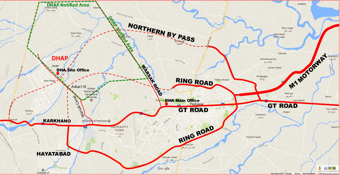DHA Peshawar Location Map